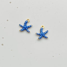 Bedels metaal zeester Dots Blue-gold, 1 stuk