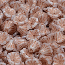 Bell Flower Cup Beads 7x5mm White-Rose gold, 10 gram (c.a 54 st.)