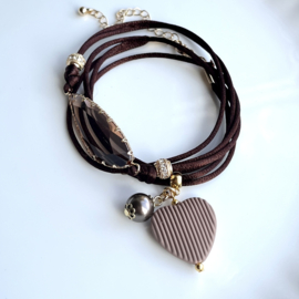 DIY pakket wikkel armband Taupe-Bruin