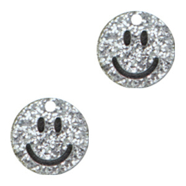 Plexx bedels Smiley Zilver glitter, per stuk