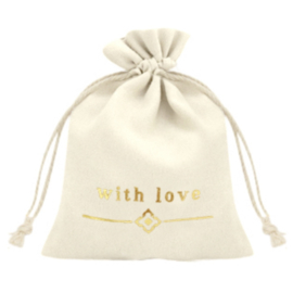 Sieraad zakje "with love" Off white-gold 1 stuk