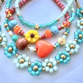 Top facet kraal 6x4mm Warm comfort orange-pearl shine coating, 10 stuks