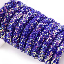 Rubber met glitter AB Paars, 50 cm