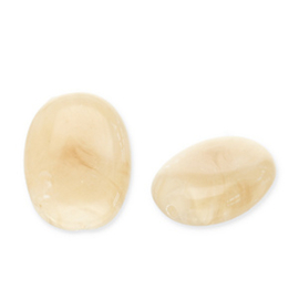 Acryl kralen ovaal Beige brown-white, per stuk