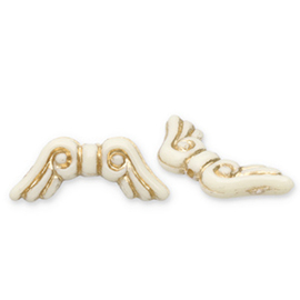 Acryl kralen angel wings Off white-gold, 5 stuks