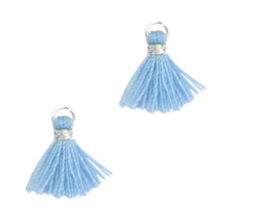 Kwastjes 1.2cm Zilver-ice blue, 1 stuk
