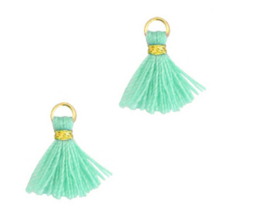 Kwastjes 1.2cm Gold-ocean blue, 1 stuk
