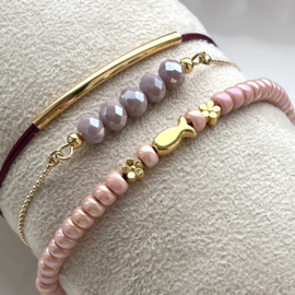 Armbanden set Pink-Burgundy-Goud-Visje