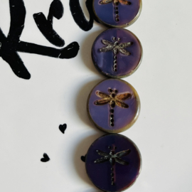 Dragonfly Opaque Purple-Picasso 17mm, 4 stuks