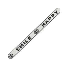 Lint met tekst "happy smile" White-black, 1 meter