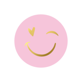Stickers 50mm - Smiley Pink-Goud, 10 stuks