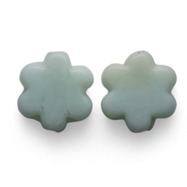 Glaskraal Bloem 17mm Munt groen, per stuk