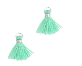 Kwastjes 1.2cm Zilver-ocean blue, 1 stuk