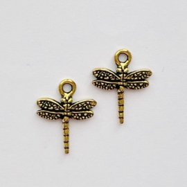 Dragonfly (Libelle) bedel Vintage Goud, 1 stuk