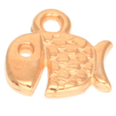 Metalen hanger vis 9mm verguld, 1 stuk