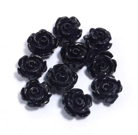 Roosjes kralen 10mm Black, per stuk
