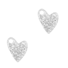 Plexx bedels heart glitter Silver, per stuk