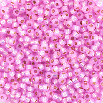 Miyuki rocailles 11/0 Silverlined alabaster dyed hot pink, 10 gram