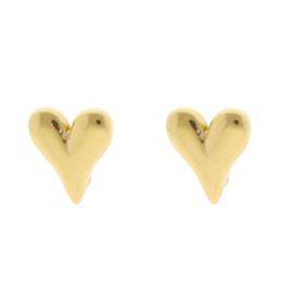 Stainless steel onderdelen oorbellen / oorstekers hart met oogje Gold, per 2 stuks
