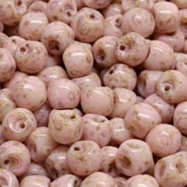 Mushroom button bead Picasso pink, c.a. 36 st.