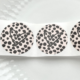 Stickers Hearts-Dots- Black-Pink, 10 stuks