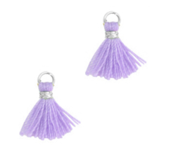 Kwastjes 1.2cm Zilver-sheer lilac, 1 stuk