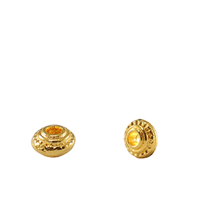 DQ metaal kraal spacer Bali ring 5mm met coating van 24K goud (nikkelvrij), 4 stuks