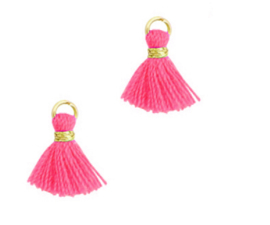 Kwastjes 1.2cm Gold-fuchsia neon pink, 1 stuk