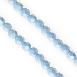 Top facet kraal 6x4mm Blue-AB coating, c.a. 66 stuks