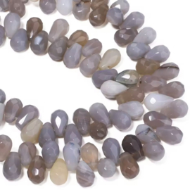 Natuursteen druppeltje Grey agate 6x9mm, 1 stuk