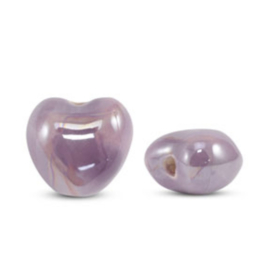 DQ Grieks keramiek kralen hart Purple 15x16mm, per stuk