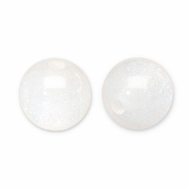 8 mm acryl kralen glitter White-turquoise, per stuk