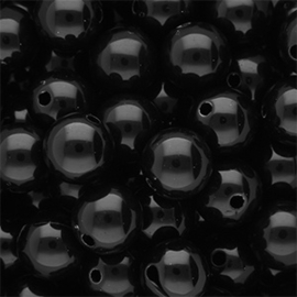 12 mm DQ acryl kralen shiny Black, per stuk