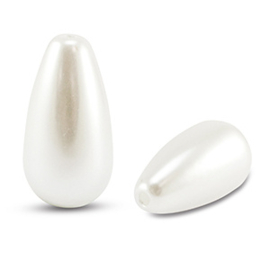 Imitatie zoetwaterparels druppel White 19x10mm, per stuk