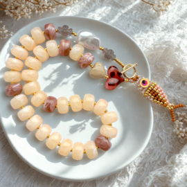 DIY pakket statement ketting Peach + optie kralenvisje Tea rose-persimmom