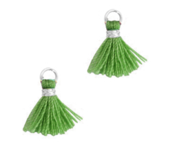 Kwastjes 1.2cm Zilver-jungle green, 1 stuk