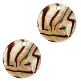 Resin hangers rond 12mm Incense beige pearl, 1 stuk