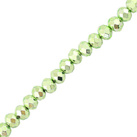 Top Facet kralen 4mm Metallic green, 20 stuks