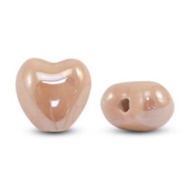 DQ Grieks keramiek kralen hart Peach 15x16mm, per stuk