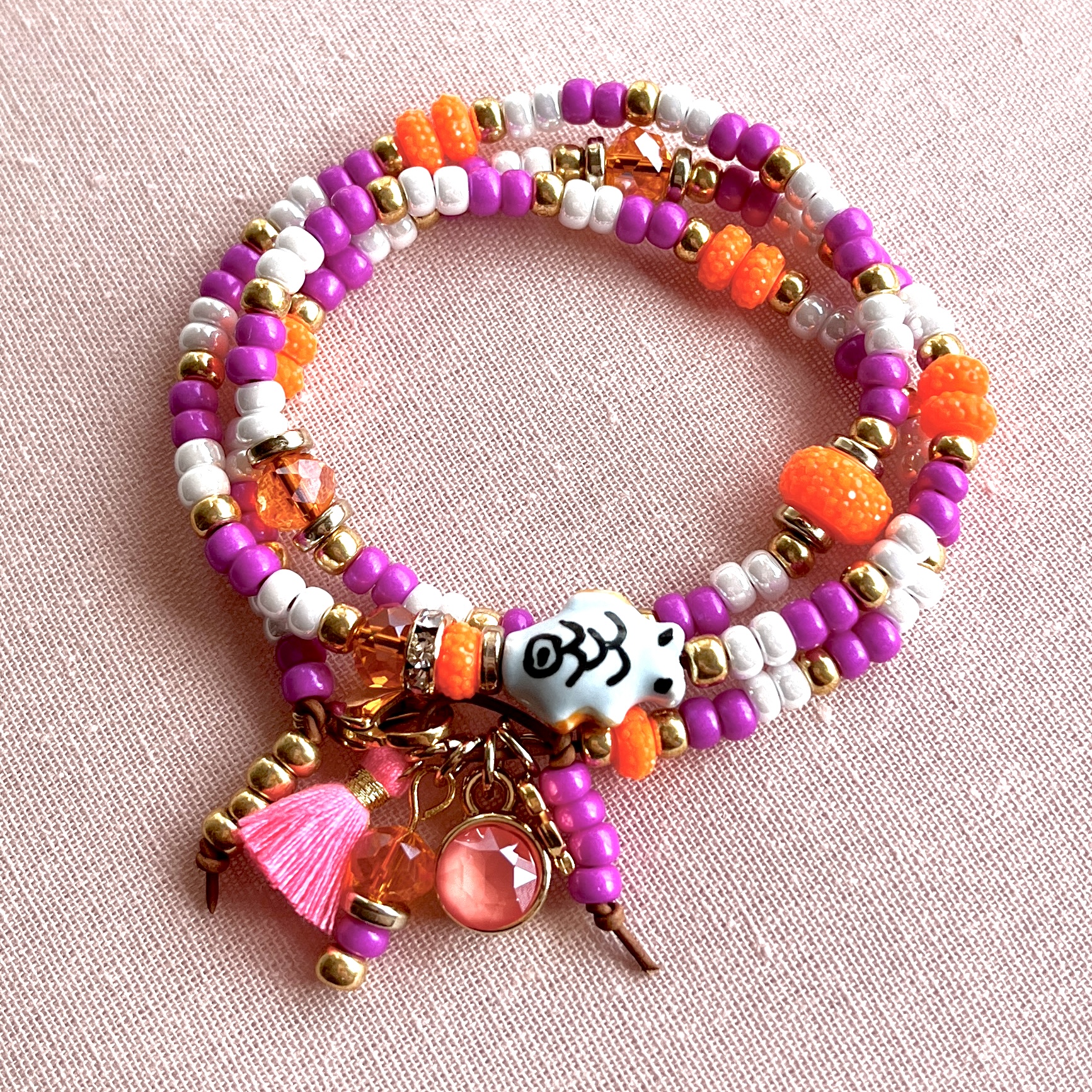 Inspiratie armband Magenta-Neon Orange