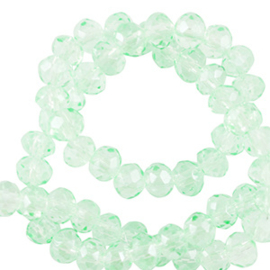Top facet kraal 6x4mm Soft mint green, 20 stuks