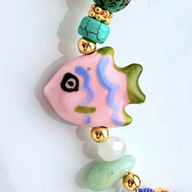 Fish Lila-Groen-Roze, per stuk