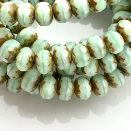 Rondells 9x6 mm matte/bronze Turquoise, 5 stuks