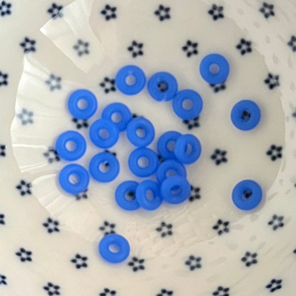 Rubber smart bead stopper Blue, per 5 stuks