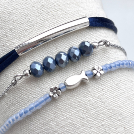 Armbanden set pakket Blue-Zilver-Visje