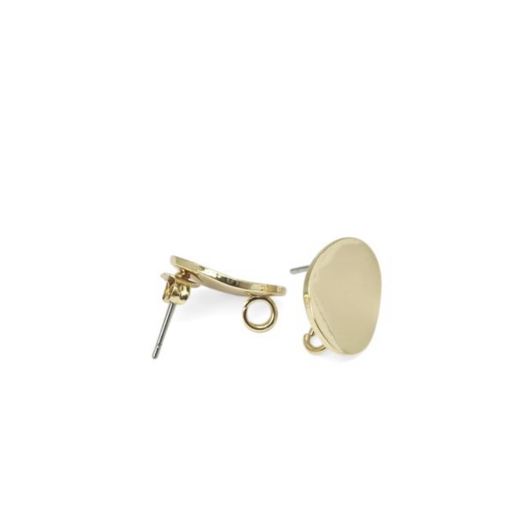OORSTEKER OVAAL OOGJE ACHTER 15X12MM GOLD per 2 stuks