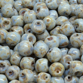 Mushroom button bead Picasso blue, c.a. 36 st.