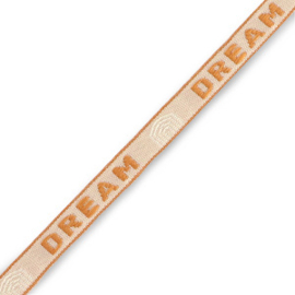 Lint met tekst "dream" Beige-brown, 1 meter