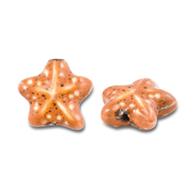 Kralen keramiek zeester Orange 21.5x20mm, per stuk