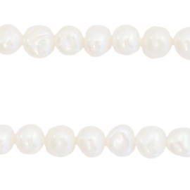 Zoetwaterparels nugget rondrond 5-6mm Natural white, 1 stuk